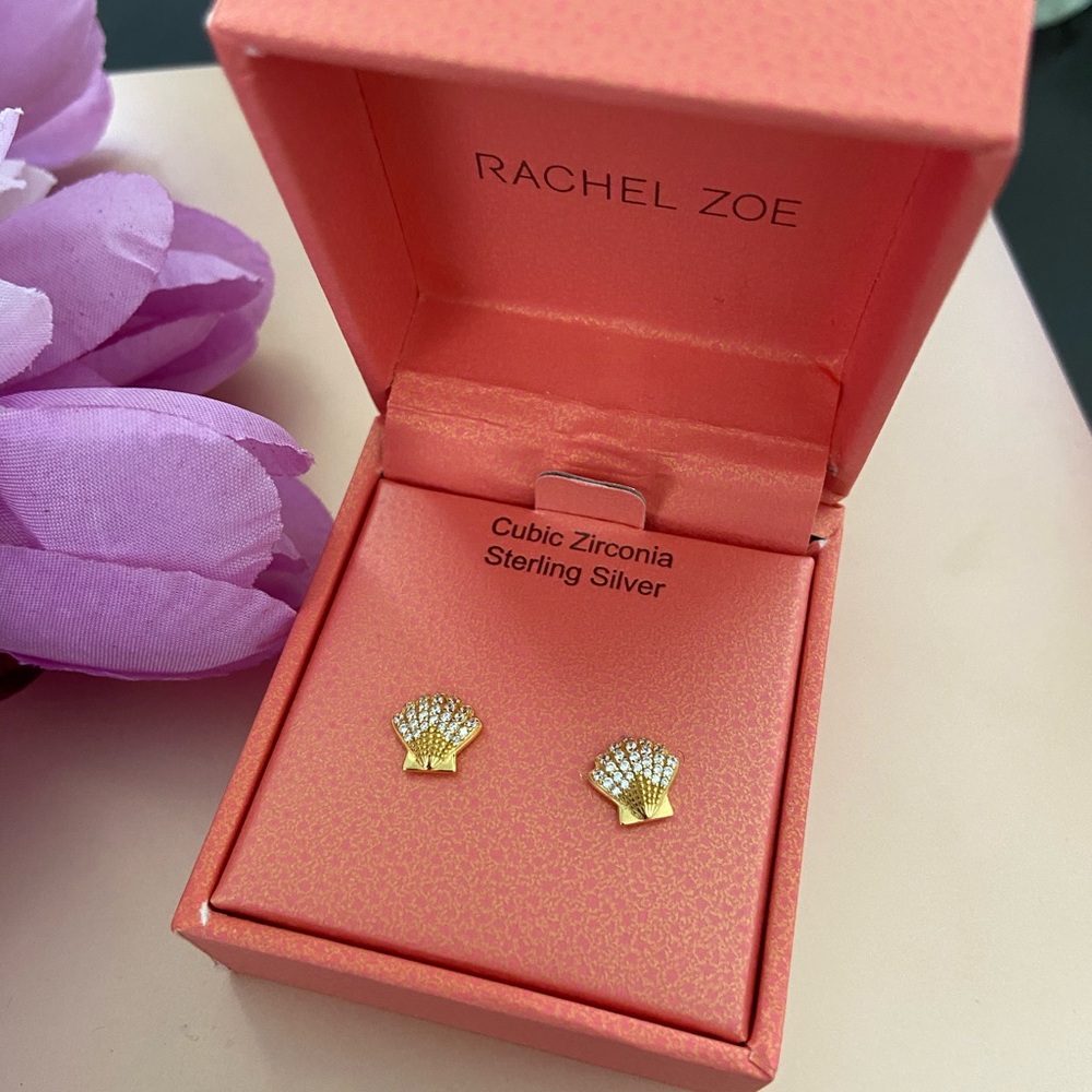 Rachel Zoe Gold Seashell Stud Earrings